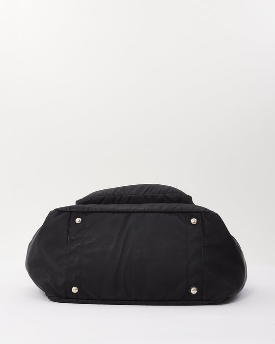 Prada Black Nylon Saffiano Trimmed Tessuto Diaper Bag with Strap