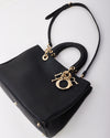 Dior Black Pebbled Leather Diorissimo Bag with Strap