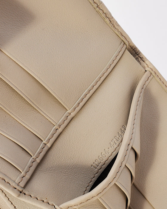Gucci White Leather Guccissima Bi Fold Snap Closure Wallet