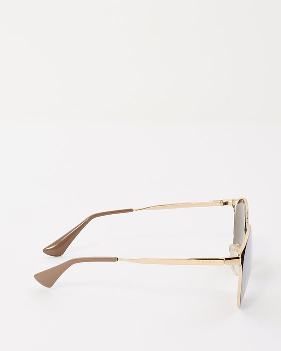 Prada Silver Mirrored Metal Round Frame SPR62S Sunglasses