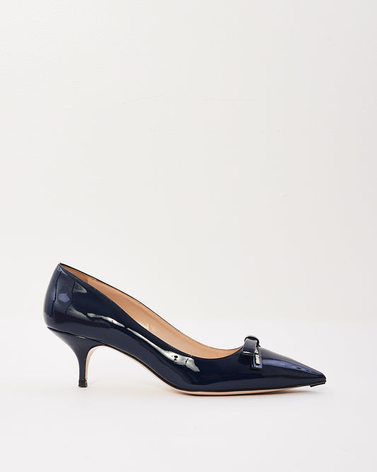 Miu Miu Navy Blue Patent Leather with Bow Pumps - 39