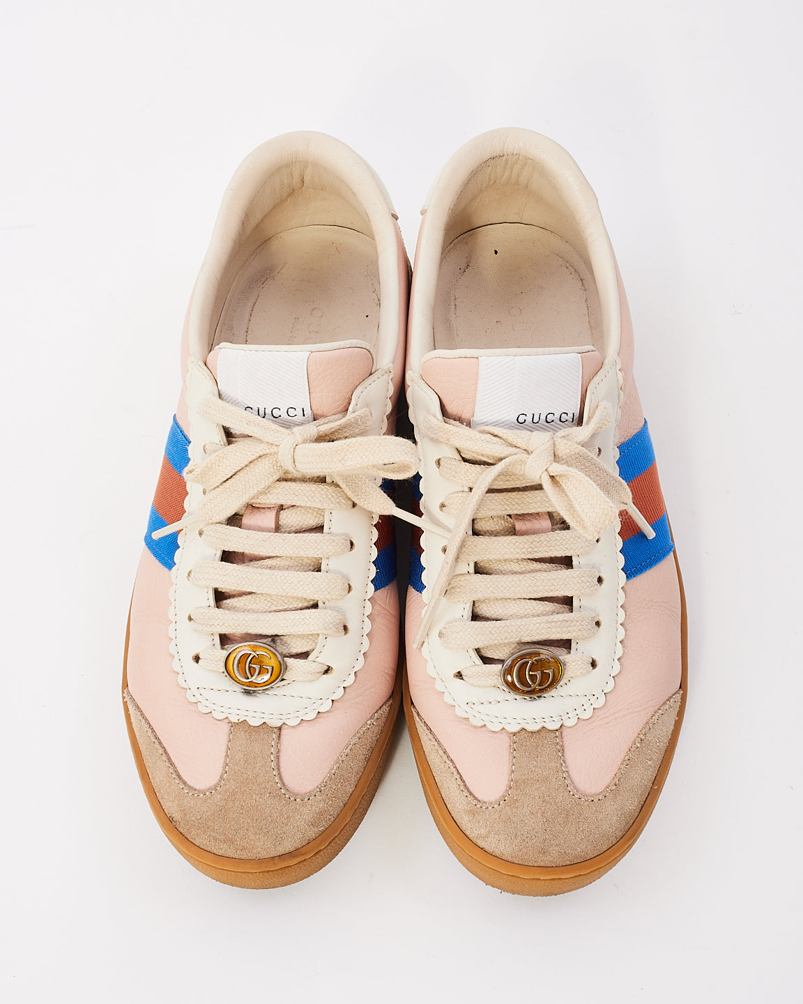 Baskets basses en cuir et daim roses Gucci - 37