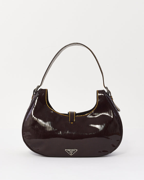 Prada Burgundy Patent Leather Shoulder Bag