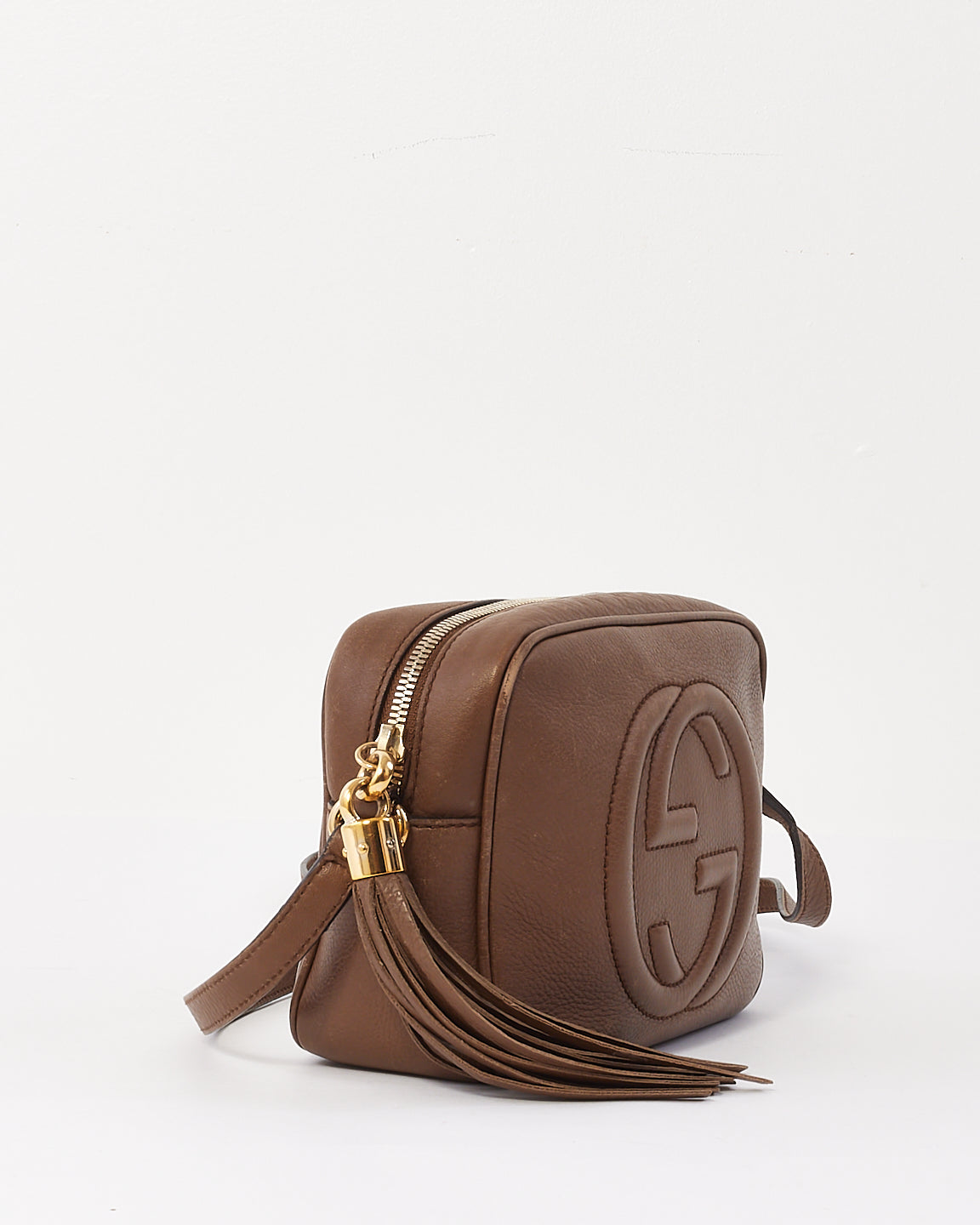 Explore a Gucci Brown Leather Soho Disco Crossbody Bag