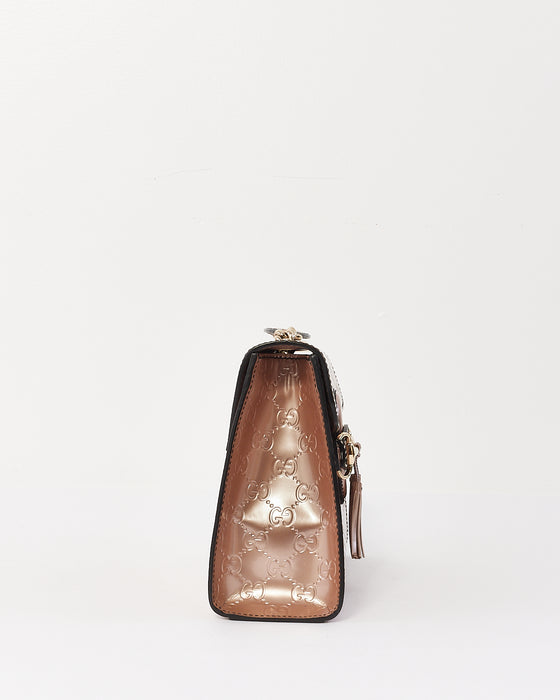 Gucci Pink Guccissima Patent Leather Emily Chain Flap Shoulder Bag