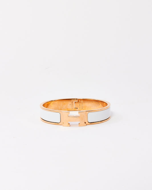 Hermès White & Rose Gold Colour Metal Clic H Bracelet - PM