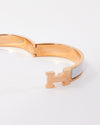 Hermès White & Rose Gold Colour Metal Clic H Bracelet - PM