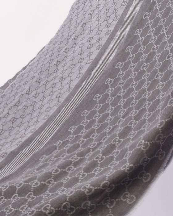 Gucci Grey Wool GG Guccissima Scarf