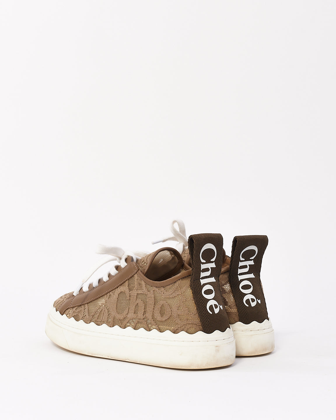 Explore a Chloé Brown Leather Lauren Sneakers 37 Authenticated