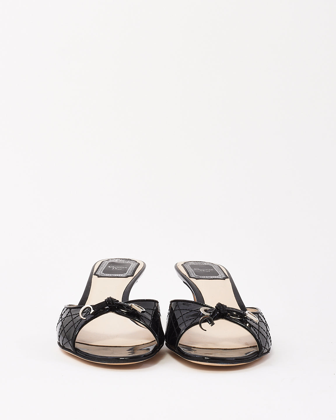 Sandales en cuir Cannage verni noir Dior -36,5