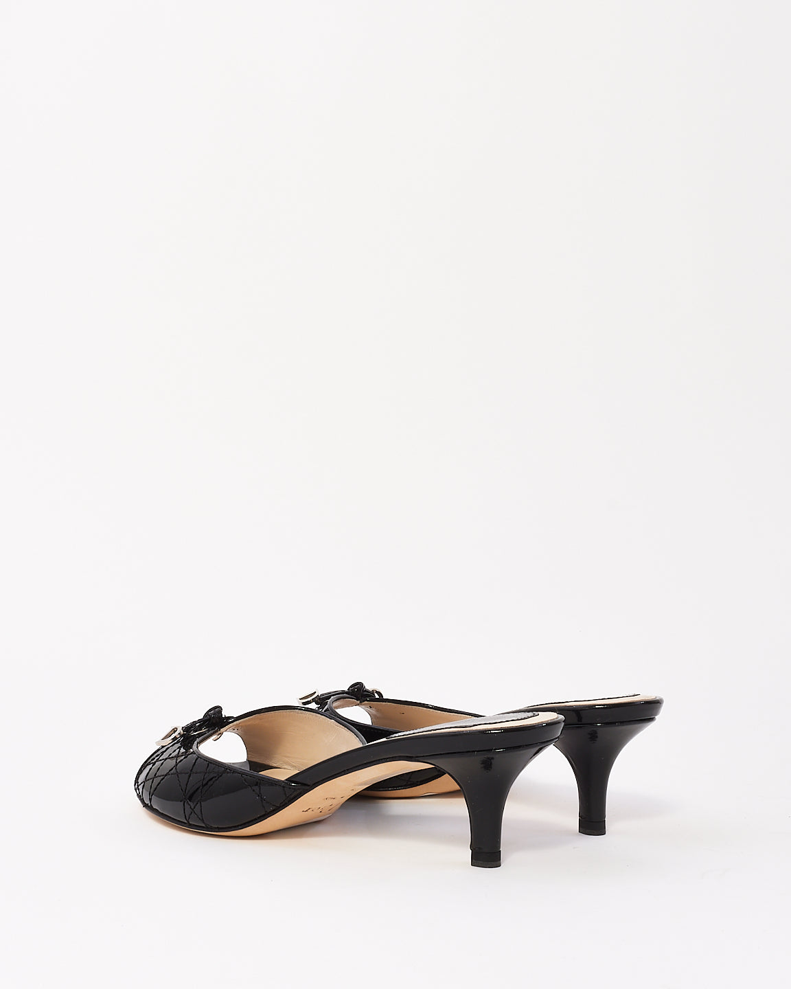 Sandales en cuir Cannage verni noir Dior -36,5