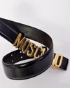 Moschino Black & Gold Logo Buckle Waist Belt - 38