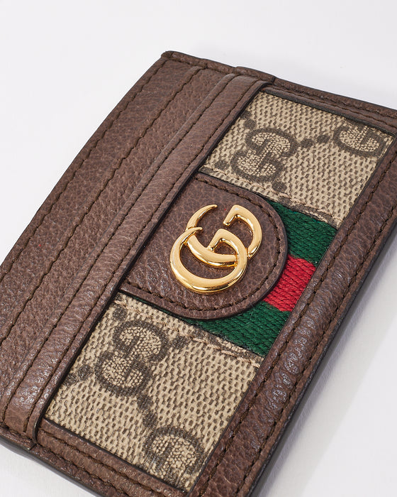 Gucci Brown Canvas & Leather Ophidia GG Card Case