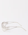 Chanel Vintage Silver Metal With CC Rhinestone Logo Clear Lense Sunglasses