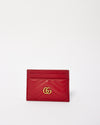 Gucci Red Leather GG Marmont Matelassé Card Case