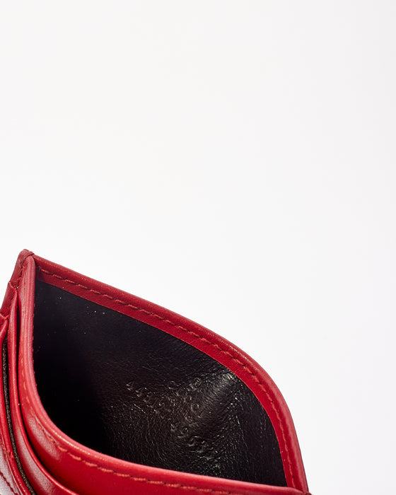 Gucci Red Leather GG Marmont Matelassé Card Case