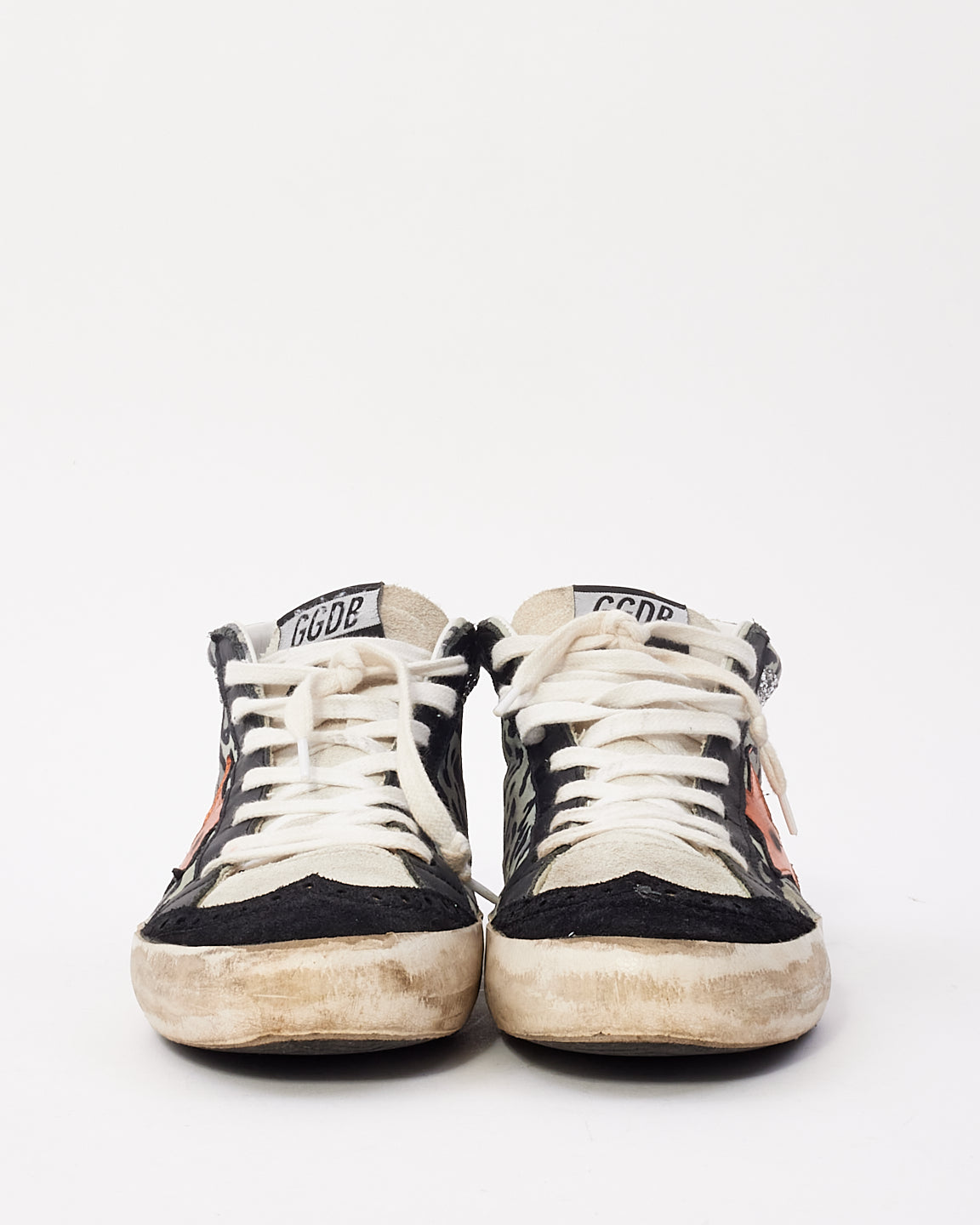 Golden Goose Black & Grey Leopard Suede Mid Star High Rise Sneakers - 38