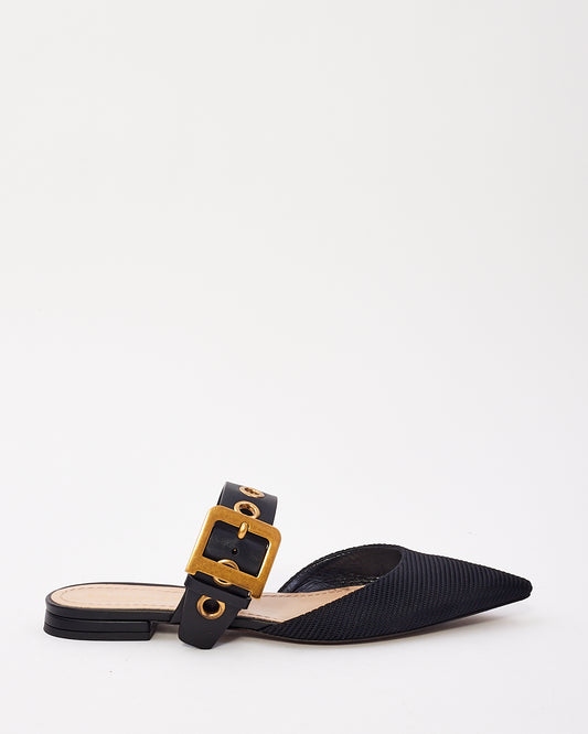 Chaussures plates à bout pointu avec boucle en D en tissu noir Dior - 38