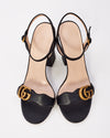 Gucci Black Leather GG Marmont Block Heel Sandals - 38