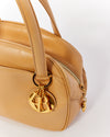 Dior Vintage Beige Leather Top Handle Bag with Dior Charm