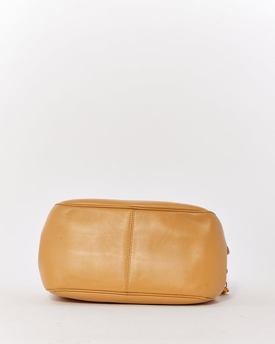 Dior Vintage Beige Leather Top Handle Bag with Dior Charm