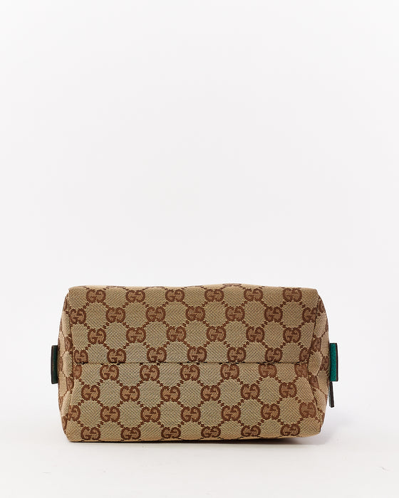 Gucci Brown GG Monogram Canvas / Turquoise Trim Small Top Handle Bag