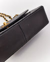 Chanel Vintage Black Lambskin Leather Single Flap Pocket Chain Shoulder Bag