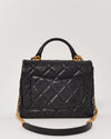 Chanel Black Caviar Leather Top Handle CC 2way Shoulder Bag with Gold Hardware