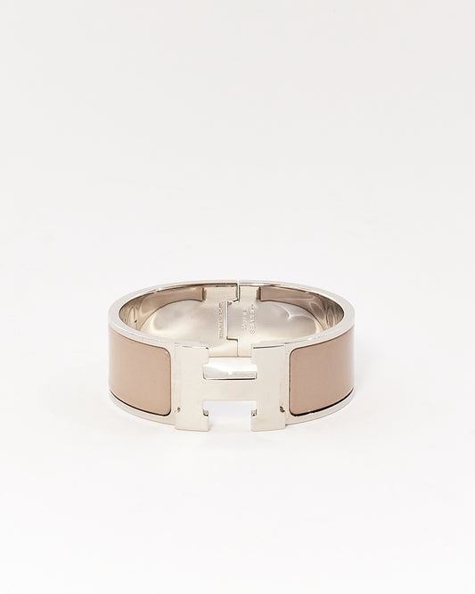 Hermès Grey Marron Glace Clic Clac H Bracelet Palladium - PM