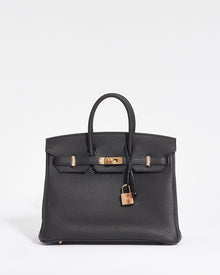 Hermès Black Togo Leather Birkin 25 with Rose Gold Hardware