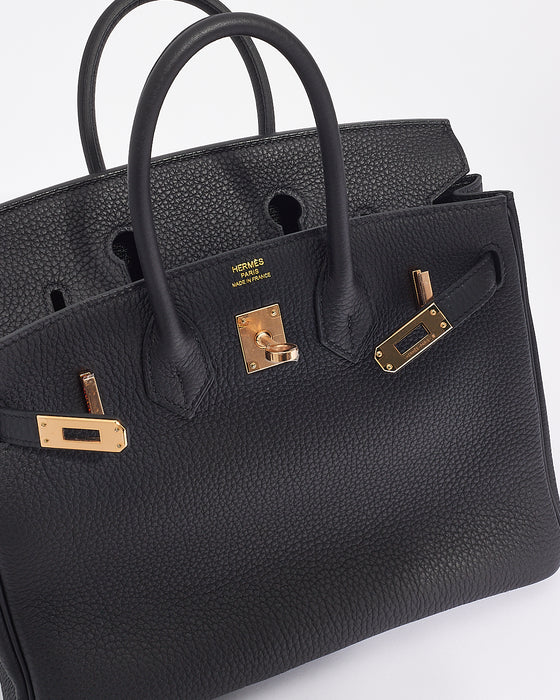 Hermès Black Togo Leather Birkin 25 with Rose Gold Hardware – RETYCHE