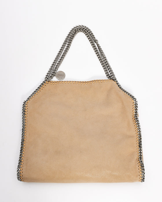 Stella McCartney Beige Vegan Leather Falabella Fold Over Shoulder Bag