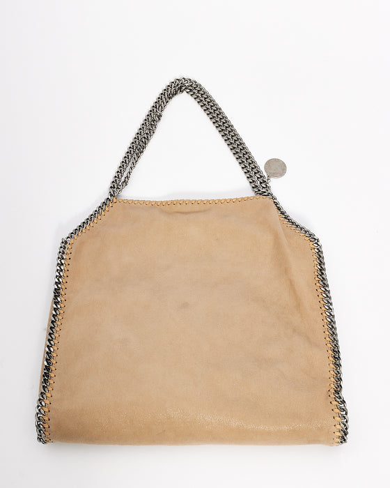 Stella McCartney Beige Vegan Leather Falabella Fold Over Shoulder Bag
