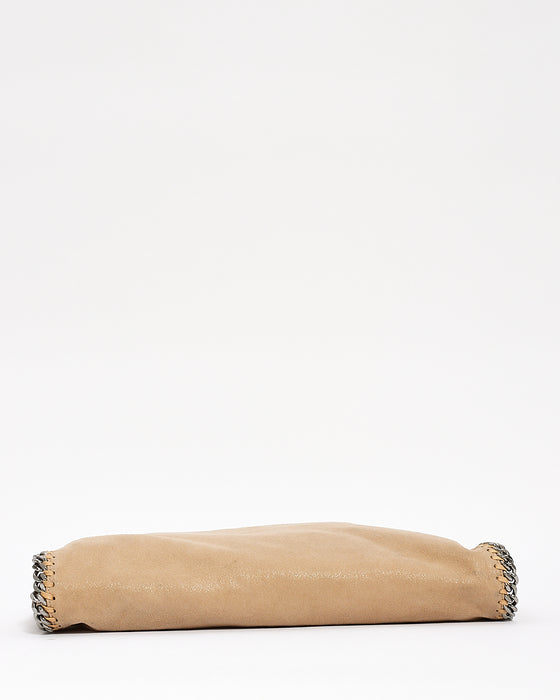 Stella McCartney Beige Vegan Leather Falabella Fold Over Shoulder Bag