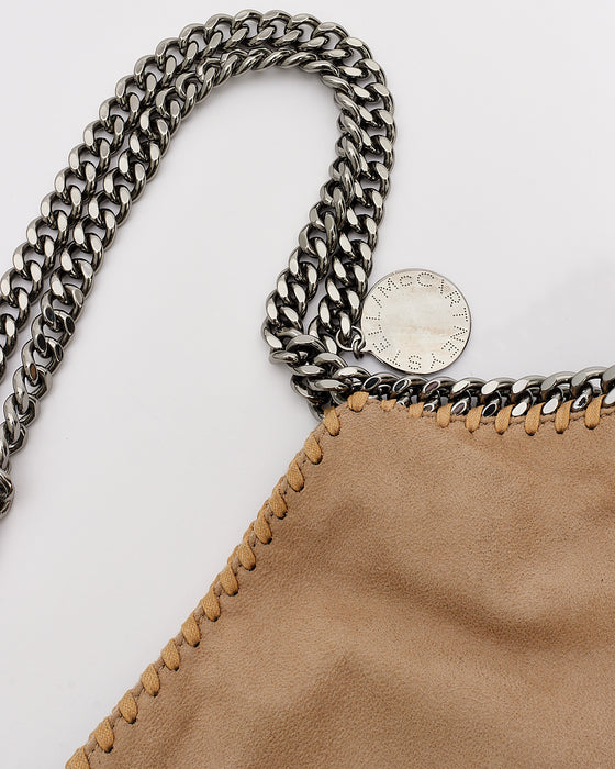 Stella McCartney Beige Vegan Leather Falabella Fold Over Shoulder Bag