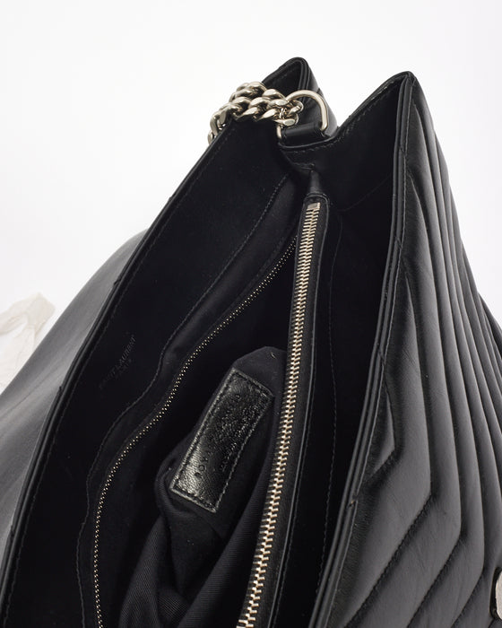 Saint Laurent Black Quilted Y Leather Large Lou Lou Chain Bag