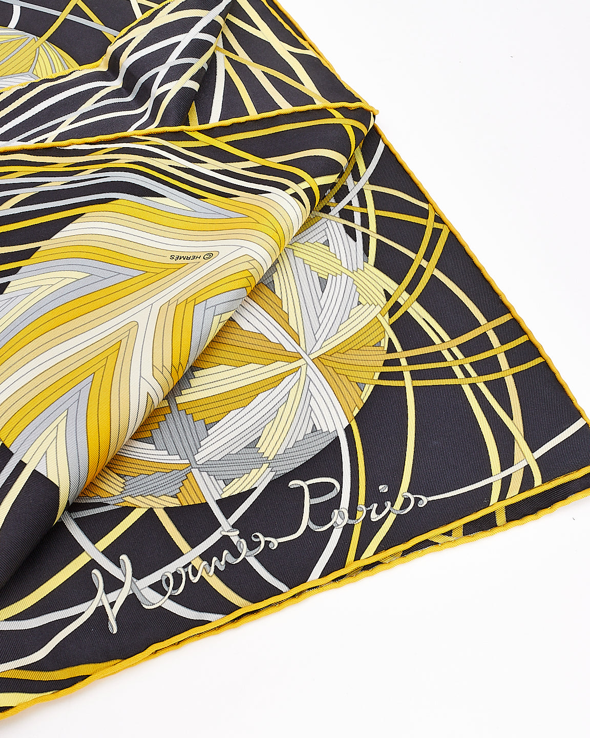 Hermès Yellow & Black L'art Du Temari Silk Scarf