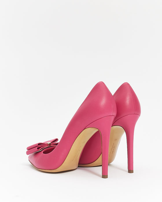 Salvatore Ferragamo Pink Leather Nappa Bow Pumps - 8