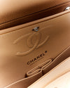 Chanel Beige Caviar Leather Small Classic Double Flap Bag with Silver Hardware