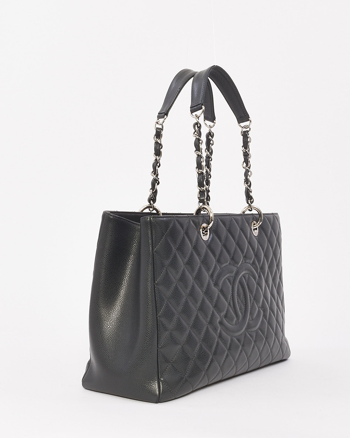 Chanel Dark Grey Caviar Leather XL Grand Shopping Tote