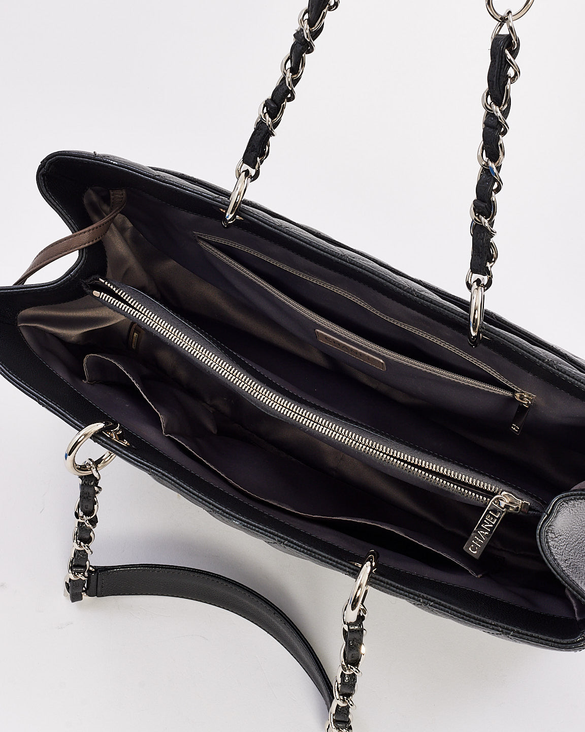 Chanel Dark Grey Caviar Leather XL Grand Shopping Tote