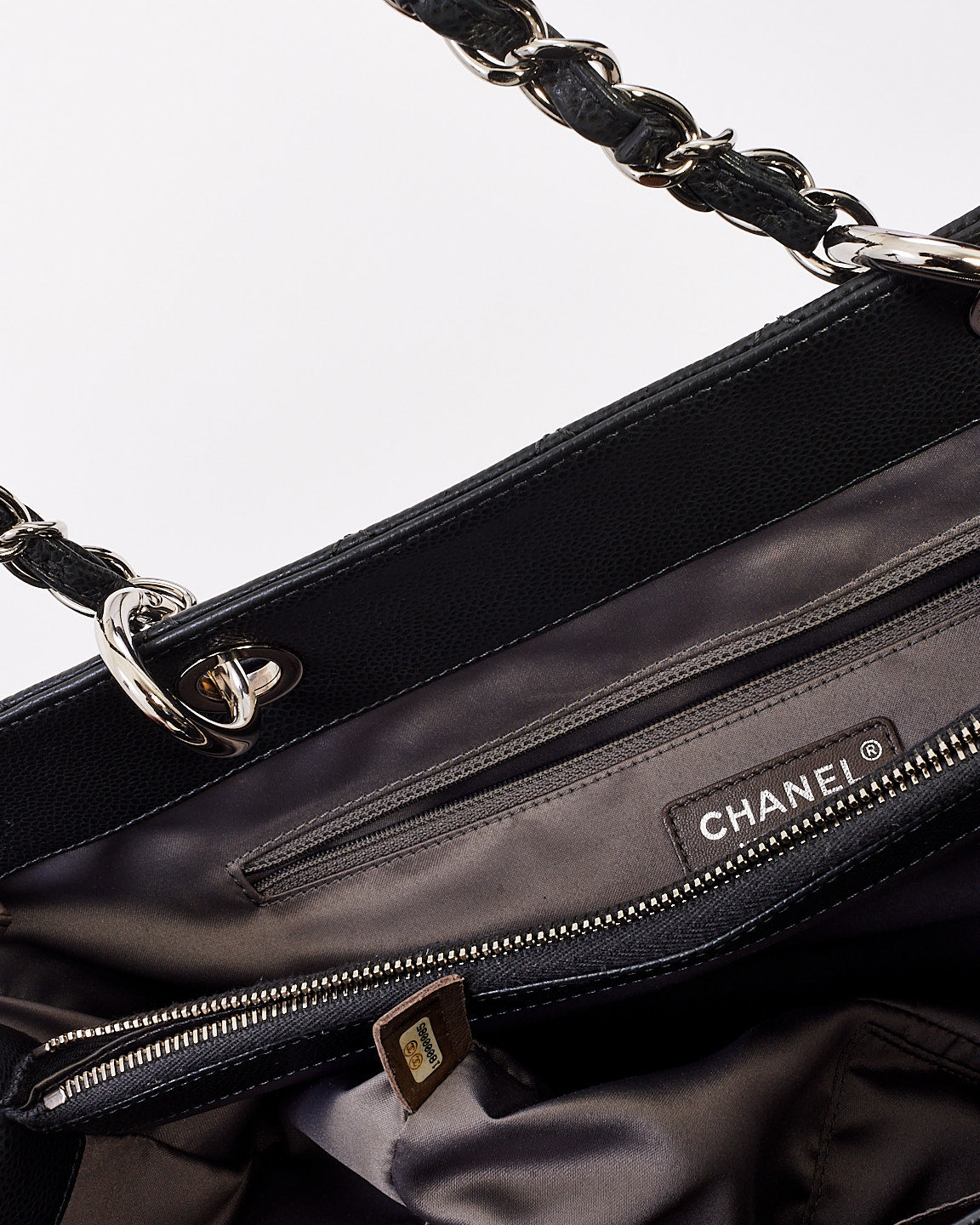 Chanel Dark Grey Caviar Leather XL Grand Shopping Tote