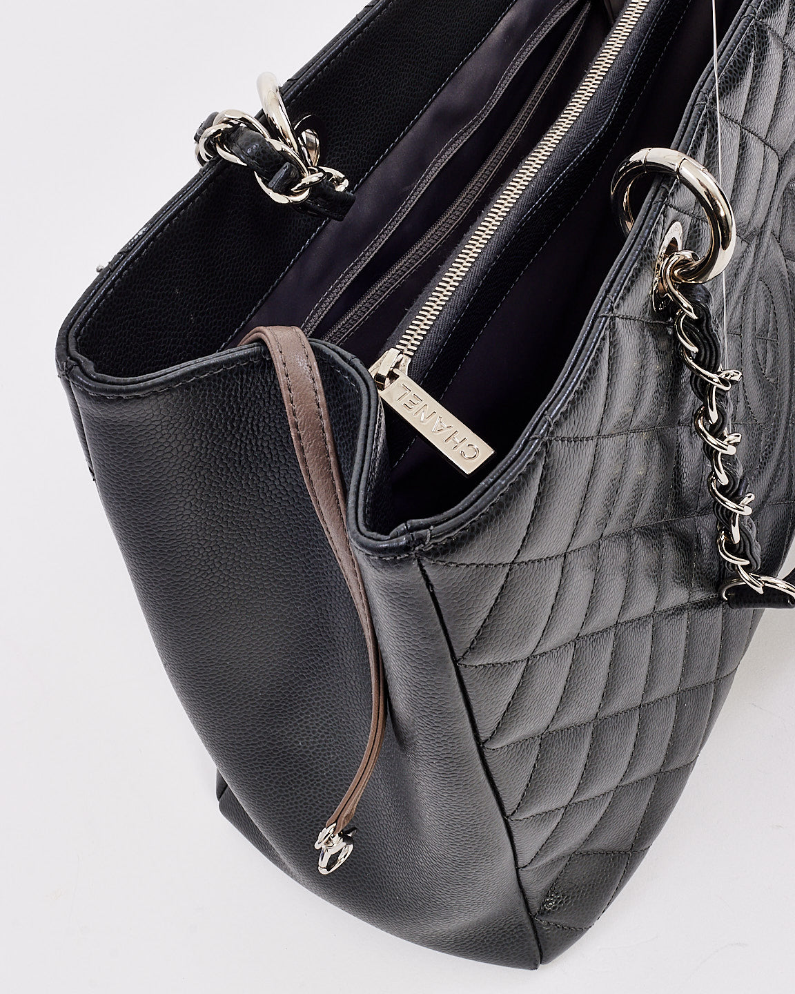 Chanel Dark Grey Caviar Leather XL Grand Shopping Tote