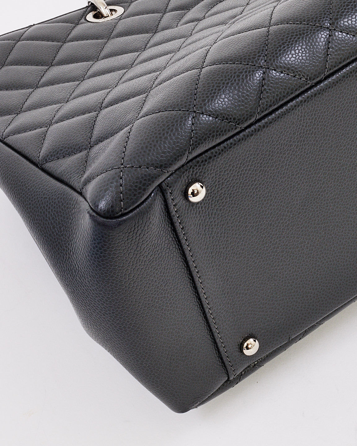 Chanel Dark Grey Caviar Leather XL Grand Shopping Tote