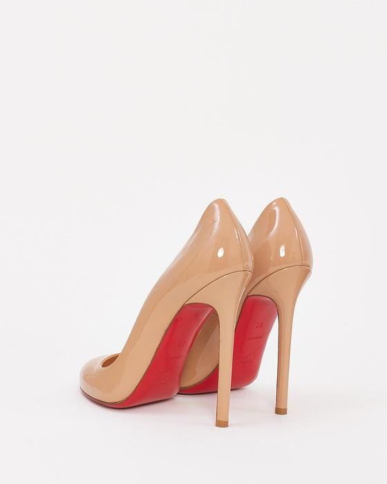 Christian Louboutin Nude Patent Leather Round Toe Pumps - 37