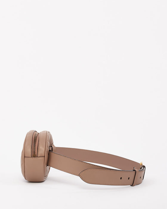 Gucci Beige Matelassé Leather GG Marmont Belt Bag - 85/34