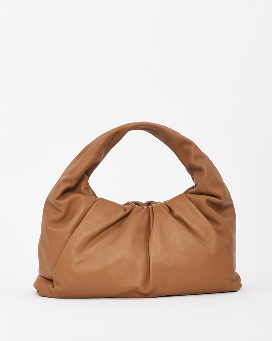 Bottega Beige Smooth Leather Vitello Nappato Shoulder Bag
