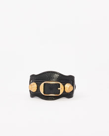  Balenciaga Black Leather Arena Wrap Bracelet