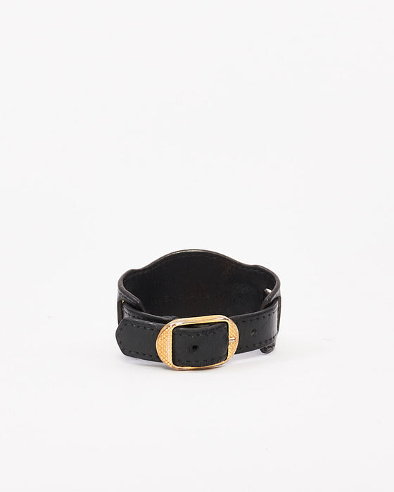 Balenciaga Black Leather Arena Wrap Bracelet
