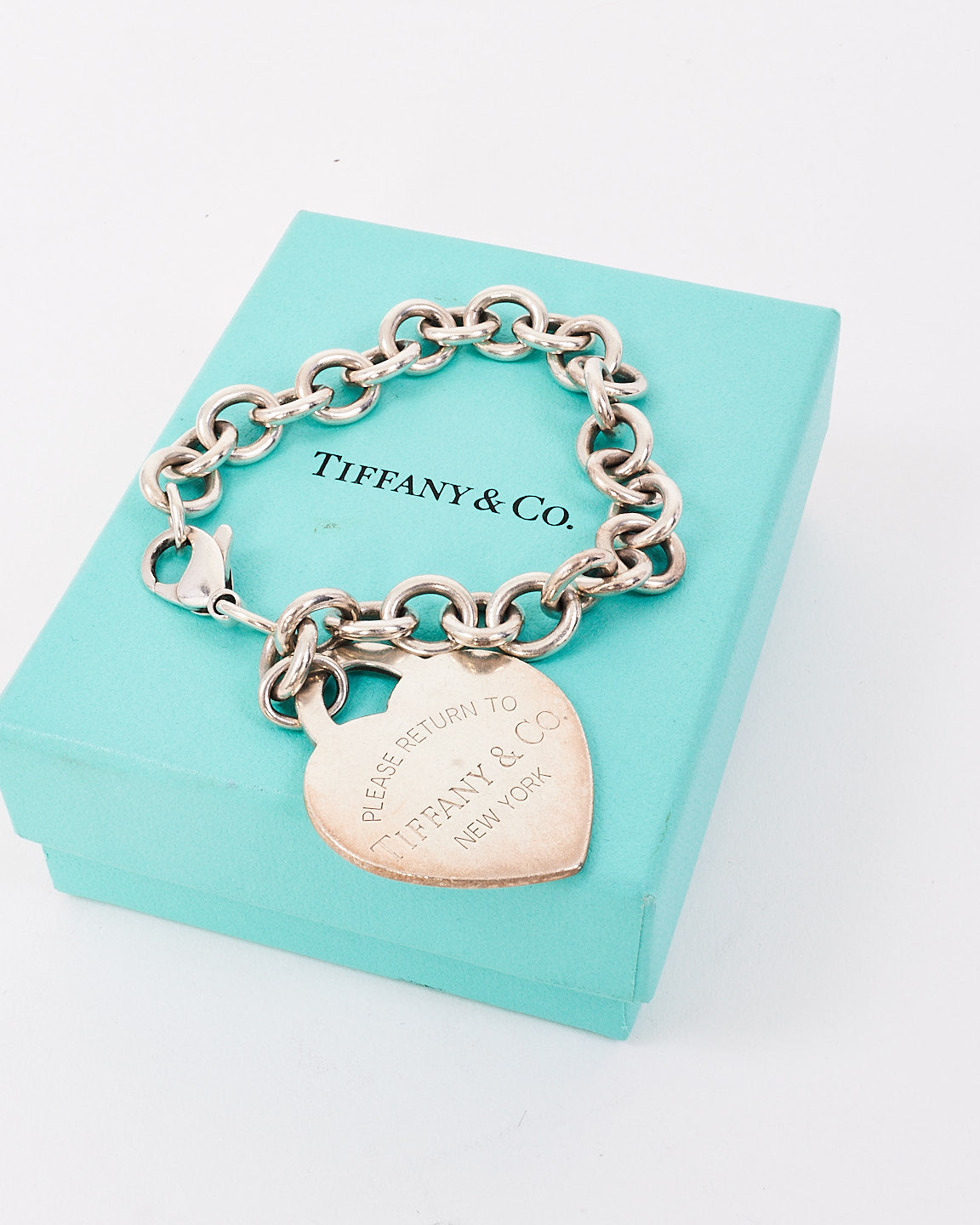 Tiffany & Co. Sterling Silver Return to Tiffany Heart Tag Charm Bracelet